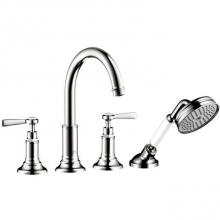 Axor 16555001 - AXOR Montreux 4-Hole Roman Tub Set Trim with Lever Handles and 1.8 GPM Handshower in Chrome