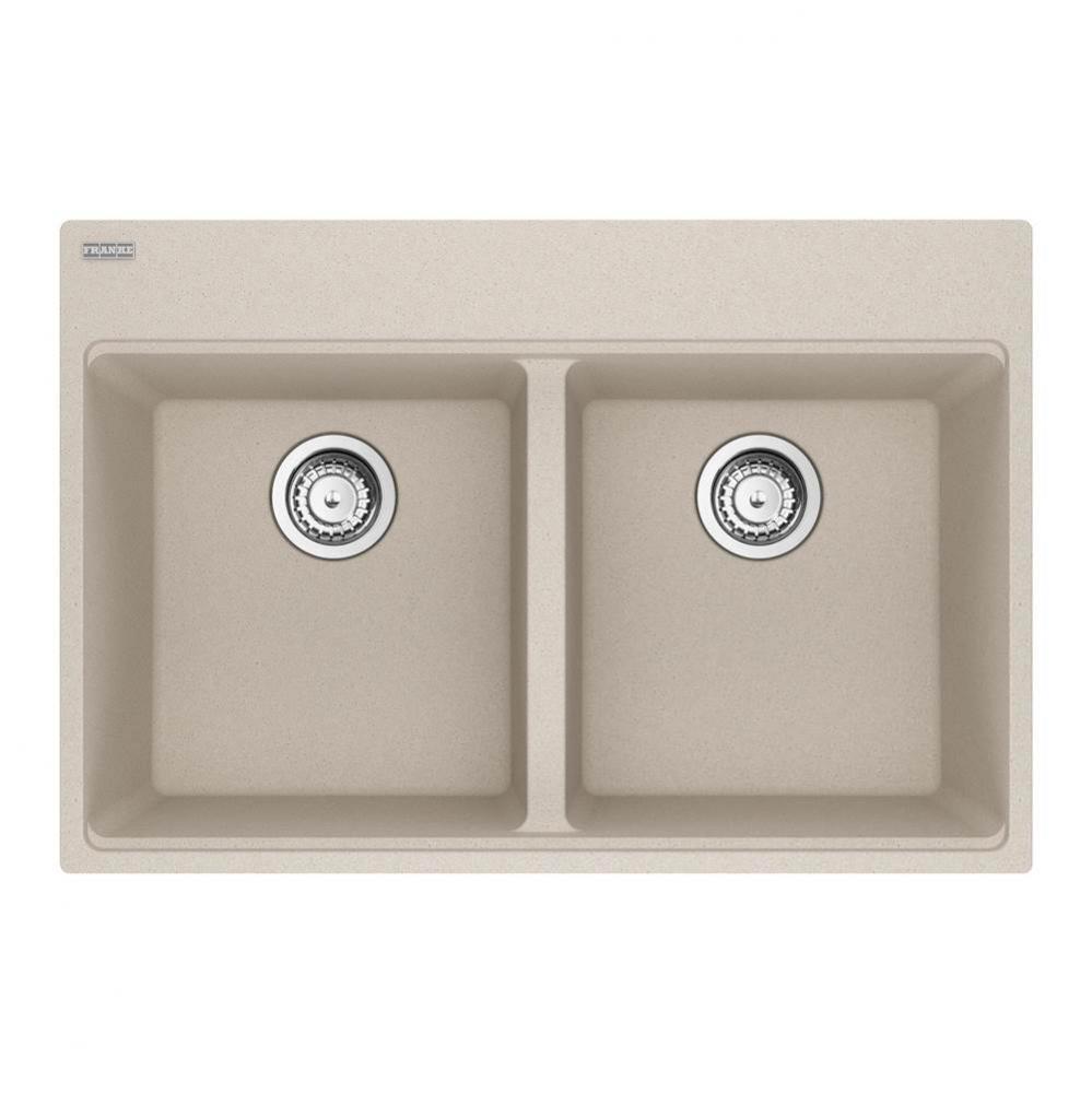 Maris Topmount 31-in x 20.88-in Granite Double Bowl Kitchen Sink in Champagne