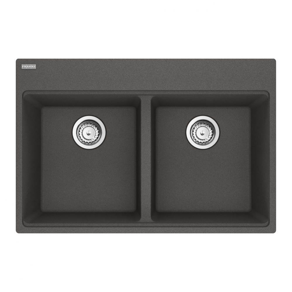 Maris Topmount 31-in x 20.88-in Granite Double Bowl Kitchen Sink in Slate Grey