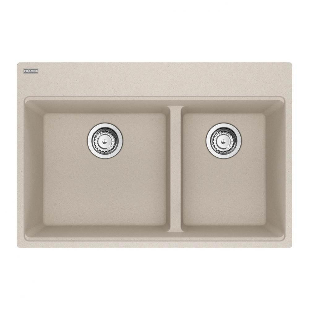 Maris Topmount 31-in x 20.9-in Granite Double Bowl Kitchen Sink in Champagne