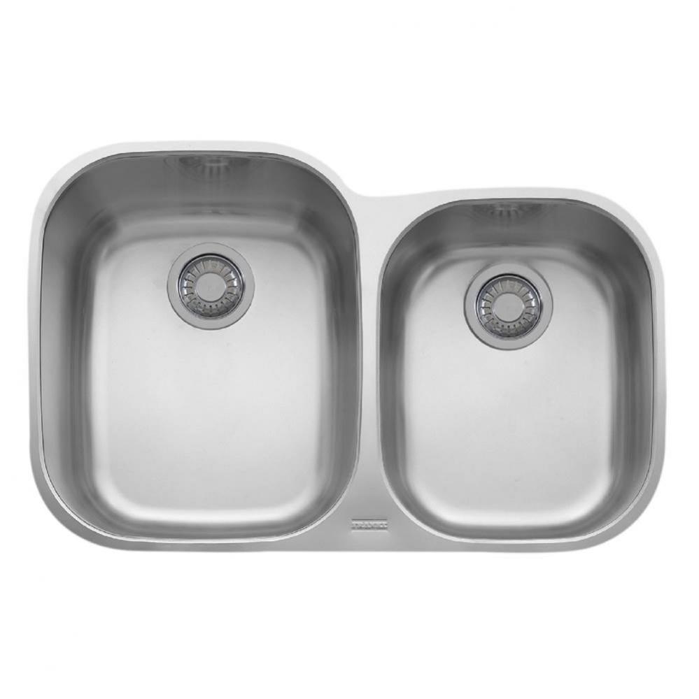 Regatta 31.5-in. x 20.5-in. 18 Gauge Stainless Steel Undermount Double Bowl Kitchen Sink - RGX160