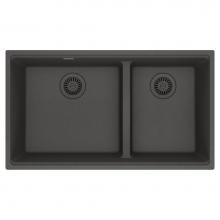 Franke MAG1601812LD-SLG - Maris Undermount 33-in x 18.94-in Granite Double Bowl Kitchen Sink in Slate Grey