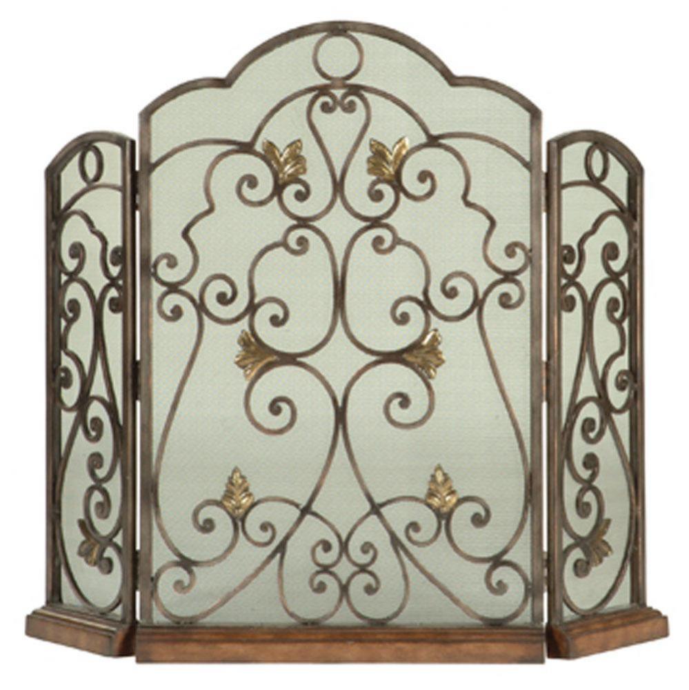 Scrolled Iron 3-Panel Fireplace Screen