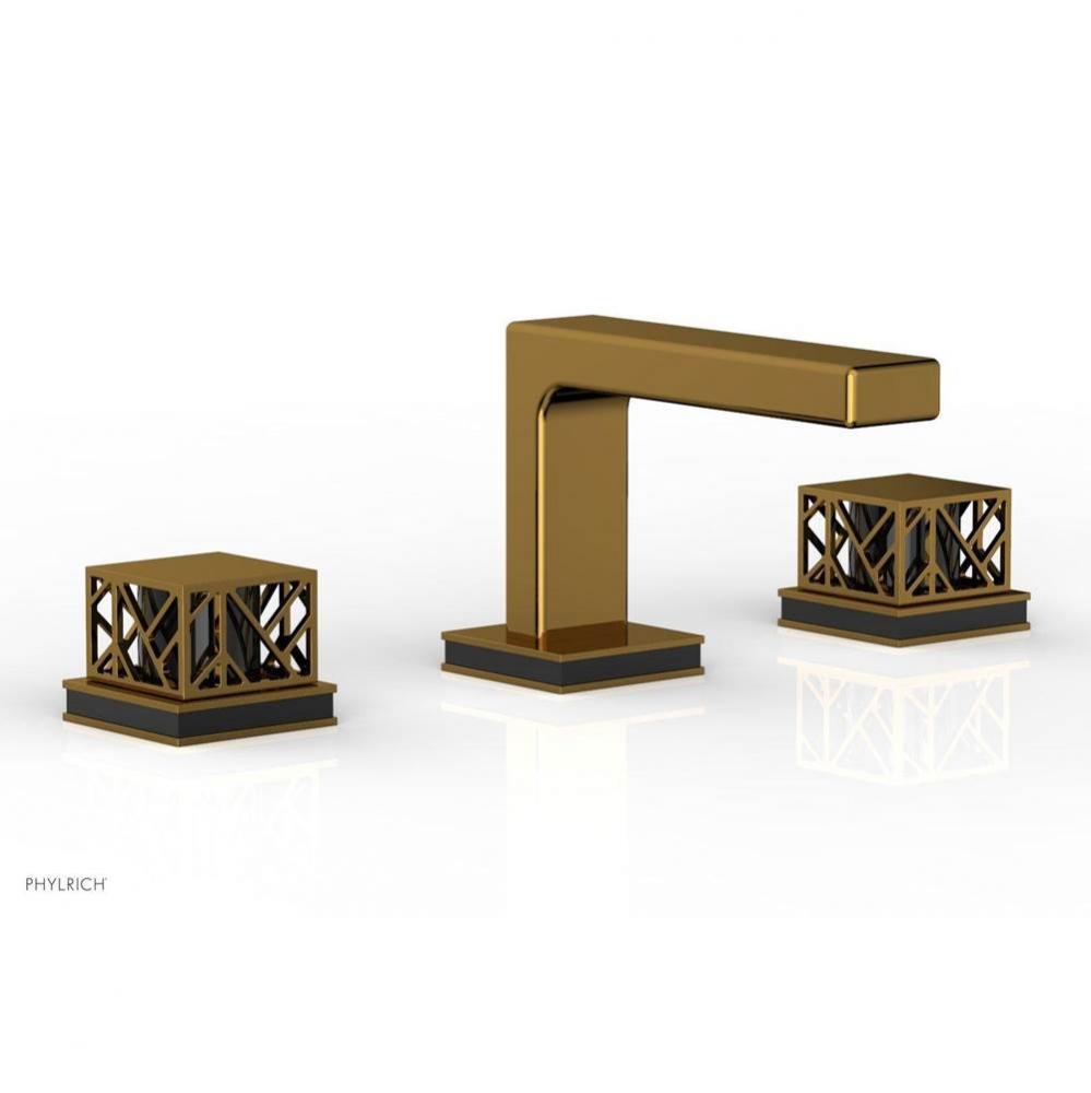 French Brass (Living Finish) Jolie Widespread Lavatory Faucet With Rectangular Low Spout, Square C