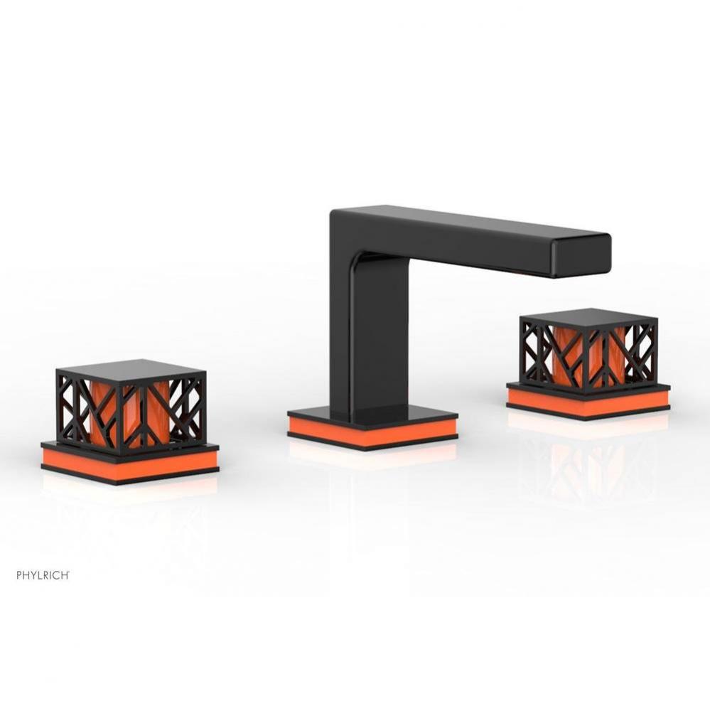 JOLIE Widespread Faucet - Square Handles with ''Orange'' Accents 222-02