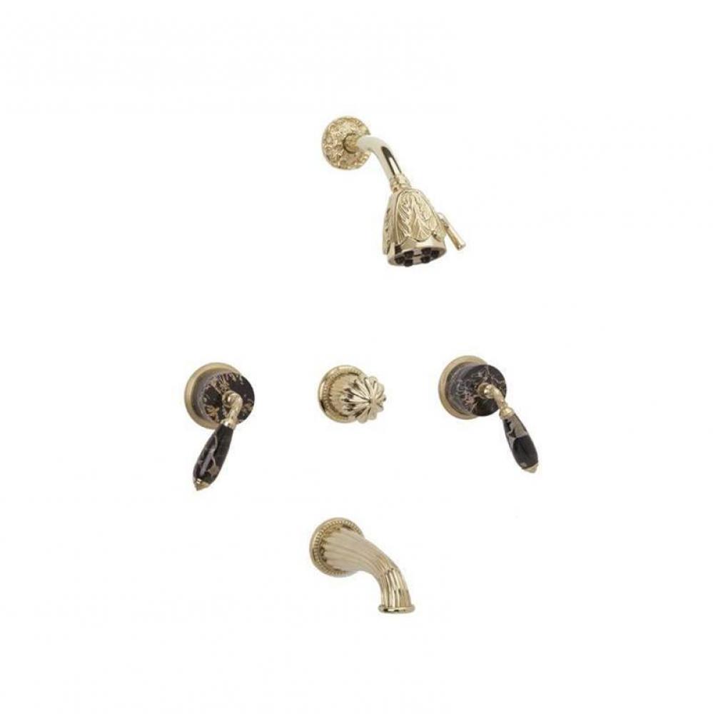 VALENCIA Three Handle ''Black Marble'' Tub and Shower Set K2338C