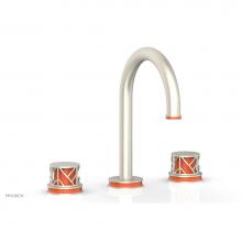 Phylrich 222-01/15AX042 - Pewter Jolie Widespread Lavatory Faucet With Gooseneck Spout, Round Cutaway Handles, And Orange Ac