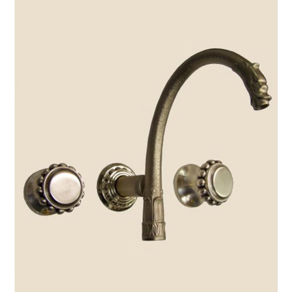 ''Pompadour'' Wall Mounted 3-Hole Set without Waste in Polished Brass