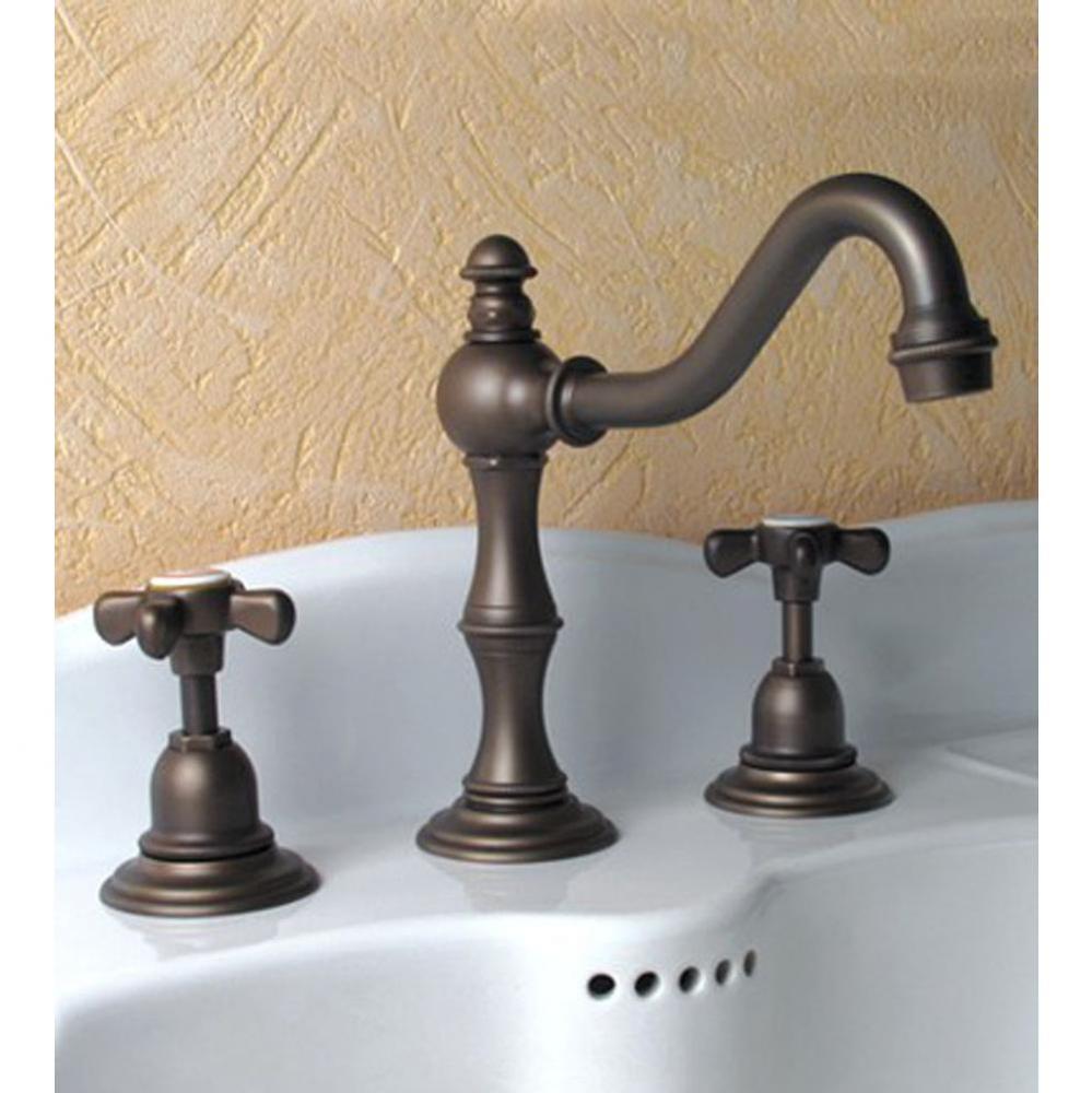 ''Royale'' Widespread Lavatory Set with Cross Handles in Weathered Brass