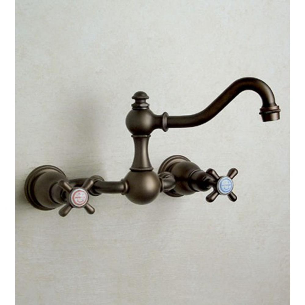 ''Royale'' Wall Mounted 2-Hole Set without Waste in Weathered Brass