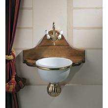 Herbeau 021020 - ''Rince Doigts'' Set With Wooden Support, Bowl and Brass Ring in White