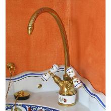 Herbeau 21020455 - ''Verseuse'' Deck Mounted Mixer with White or Handpainted Earthenware Handles