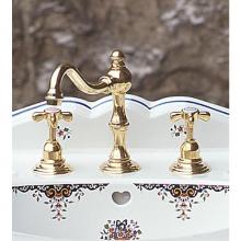 Herbeau 300255 - ''Royale'' Widespread Lavatory Set with Cross Handles in Polished Brass