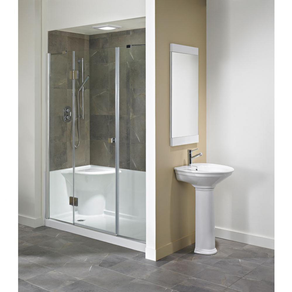 KOYA shower base 32x60 with Left Seat and Right drain, Ice gray