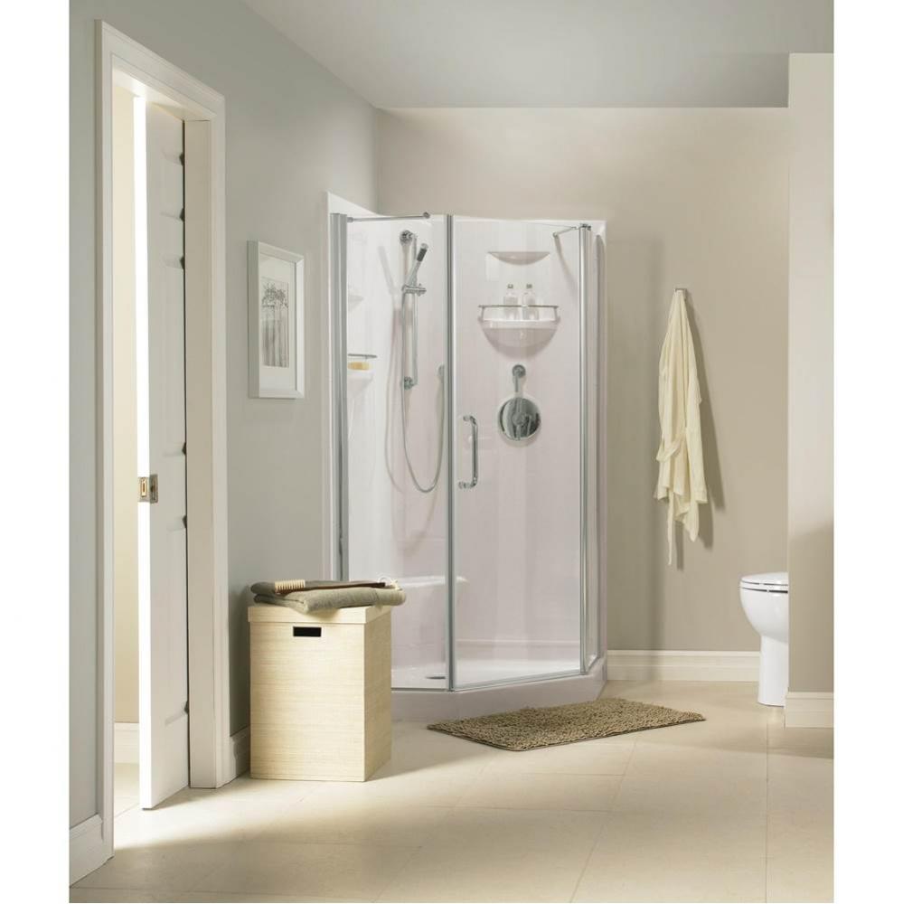 Maya 3838 Neo-Angle Acrylic Corner Two-Piece Shower with Center Drain in White