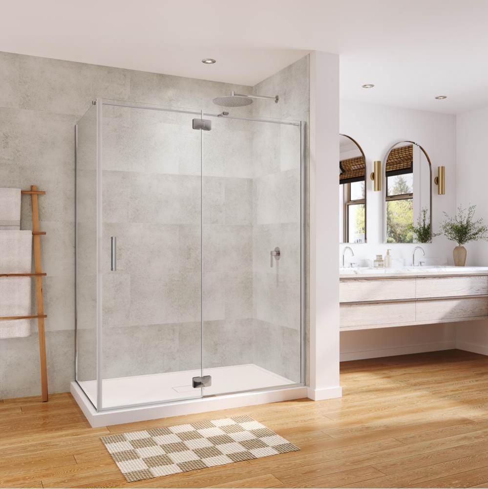 Azelia 60 x 36 x 74 in. 6mm Pivot Shower Door for Corner Installation with Clear glass in Chrome