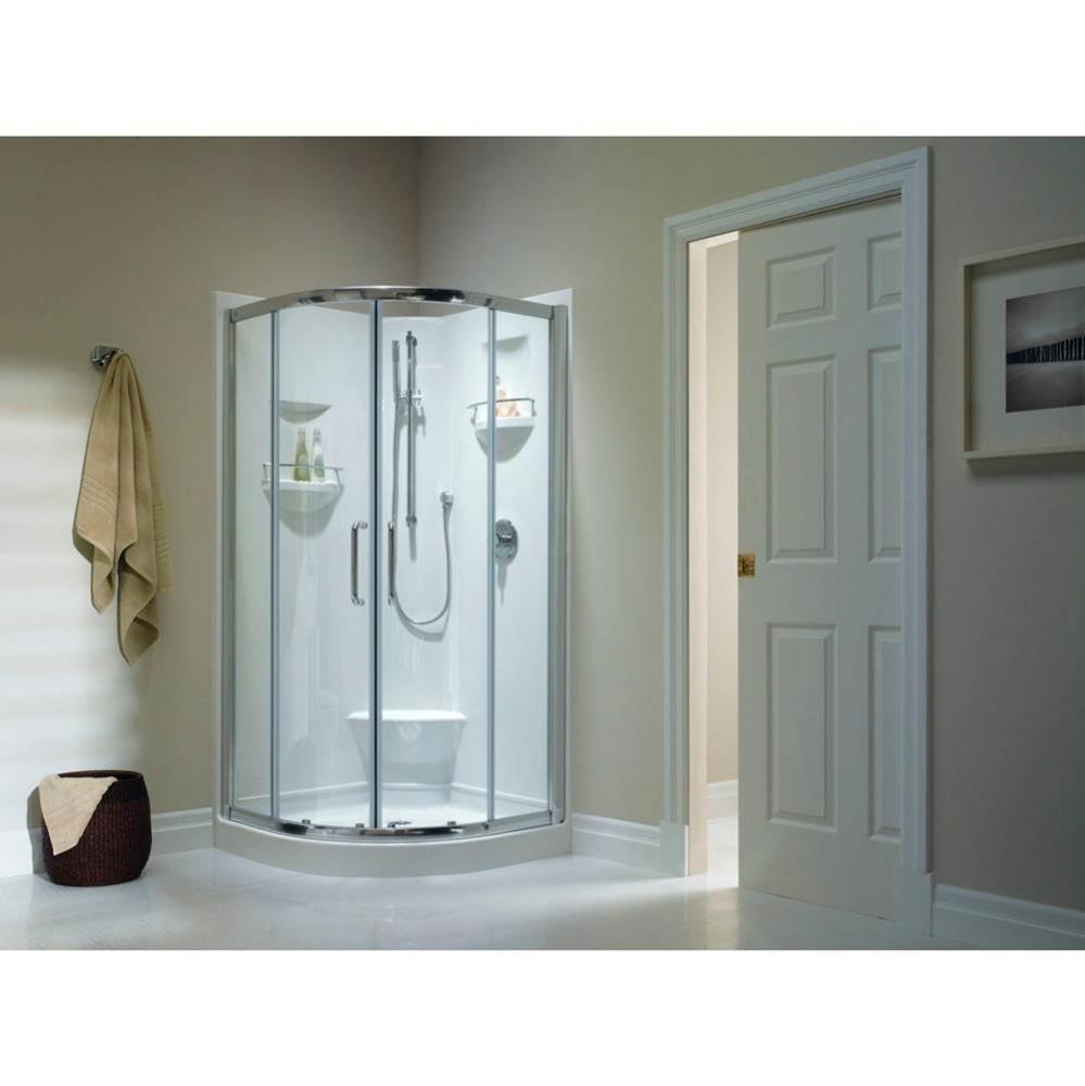 Sacha 4040 Neo-Round Acrylic Corner One-Piece Shower with Center Drain in White