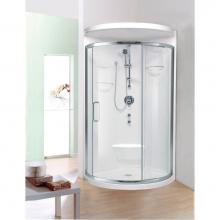 Neptune 220153-000-001-003 - Alea 3232 Round Acrylic Corner Two-Piece Shower with Center Drain in White