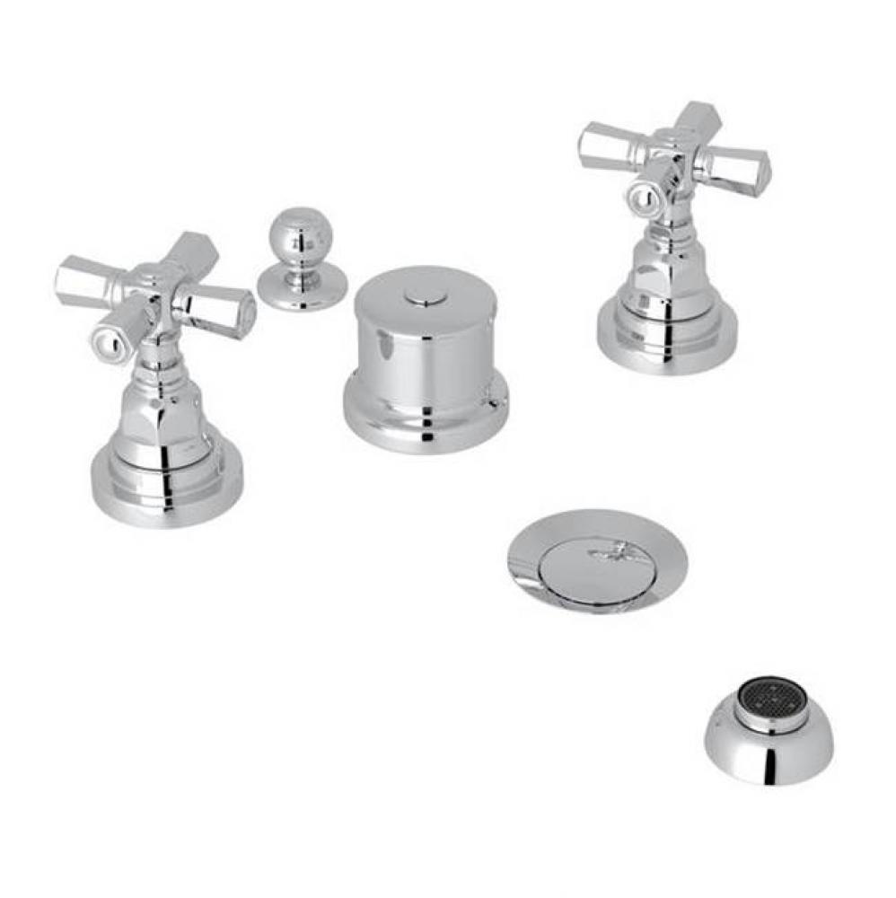 Kit Rohl San Giovanni Bath Five Hole Bidet In Polished Chrome With Cross Handles