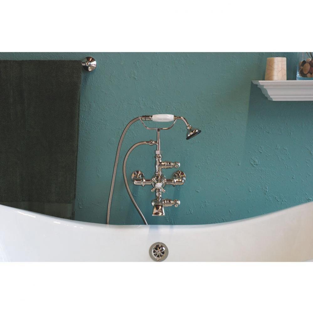 Chrome Wall Mount Thermostatic Faucet With Hand Held