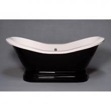 Sign Of The Crab P1164 - The Echo Black & White 6'' Acrylic Double Ended Slipper Tub On Pedestal Without