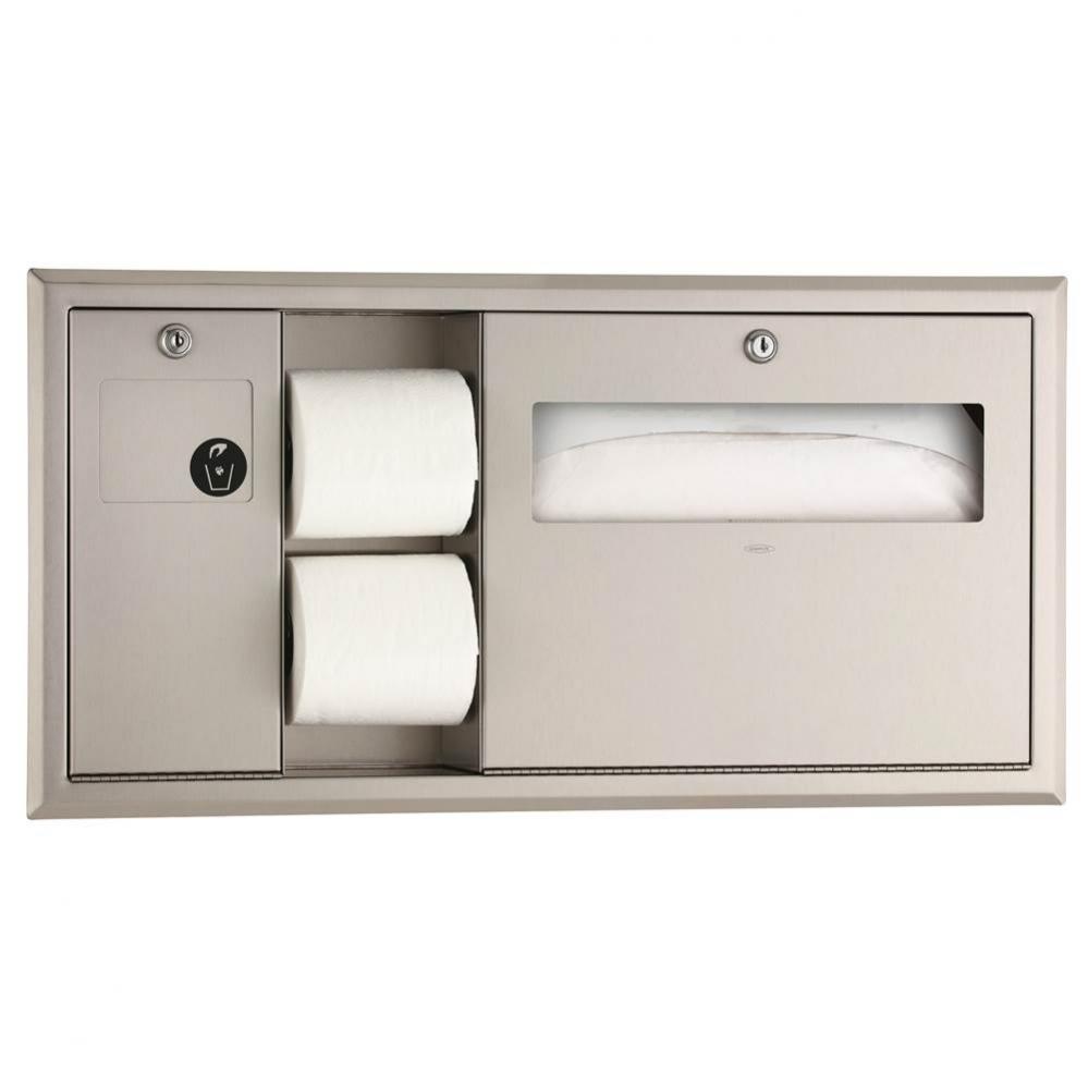 Recessed-Mounted Toilet Tissue, Seat-Cover Dispenser and Waste Disposal,Left Side