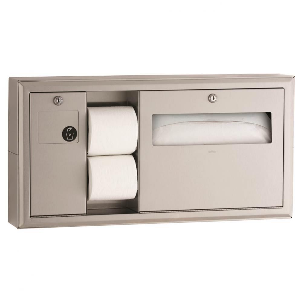 Surface-Mounted Toilet Tissue, Seat-Cover Dispenser and Waste Disposal, Left Side