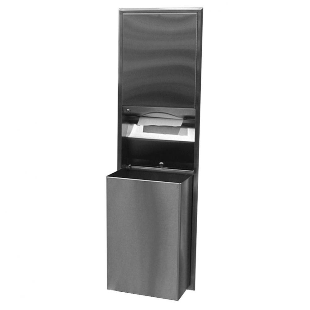 Convertible Paper Towel Disp./Waste Receptacle for 4'' Wall-18-Gal.