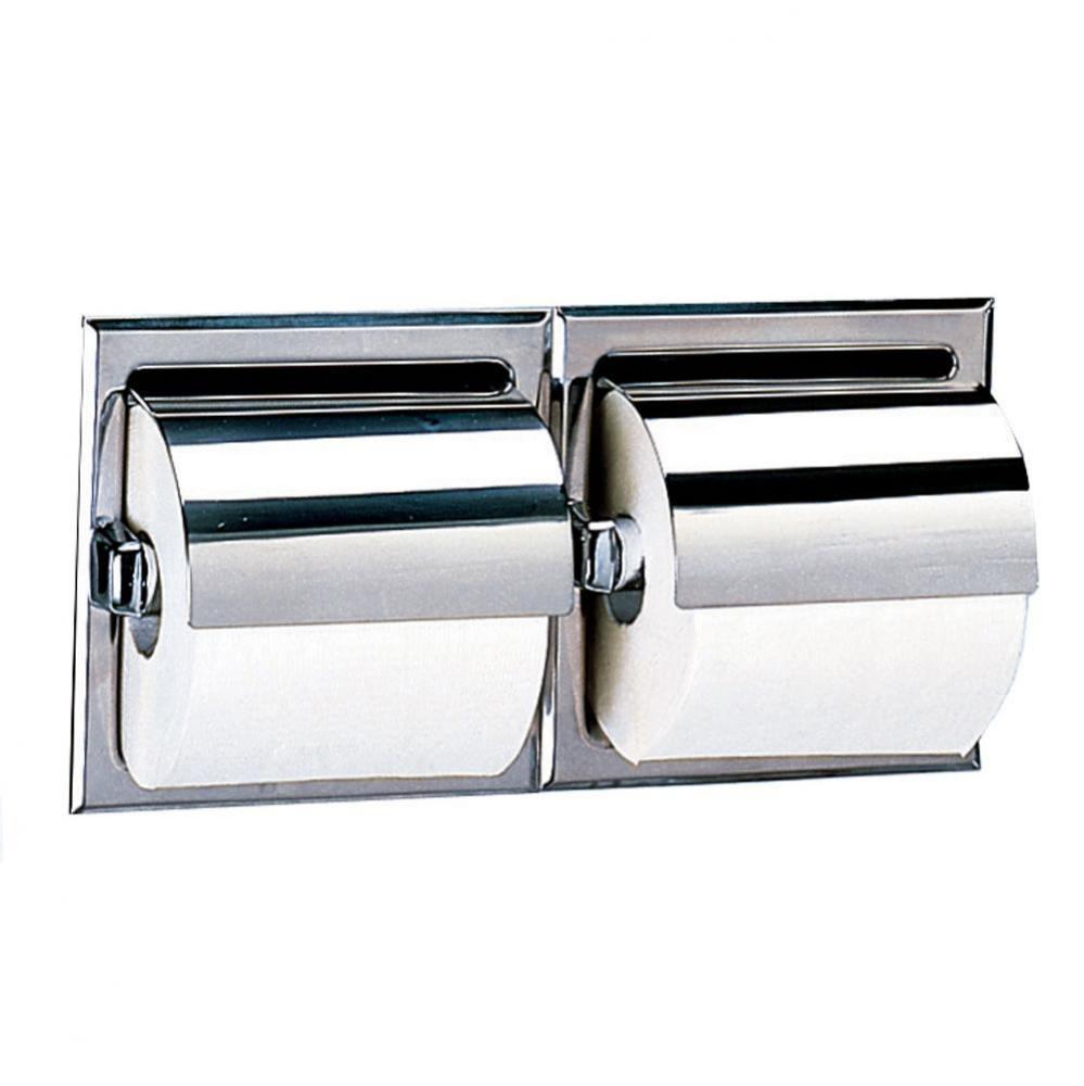 Toilet Tissue Dispenser, Hoods, 2 Rolls, Mounting Clamp, Bright Finish