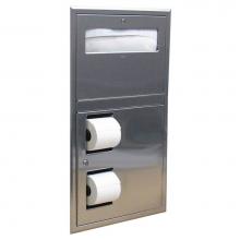 Bobrick 34745 - Recessed Seat Cover Dispenser and Dual-Roll Toilet Tissue Dispenser