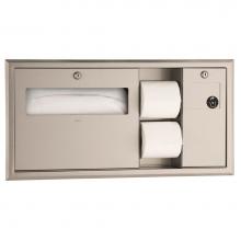 Bobrick 3092 - Recessed-Mounted Toilet Tissue, Seat-Cover Dispenser and Waste Disposal, Right Side