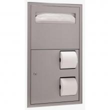 Bobrick 3474 - Recessed Seat Cover Dispenser and Dual-Roll Toilet Tissue Dispenser