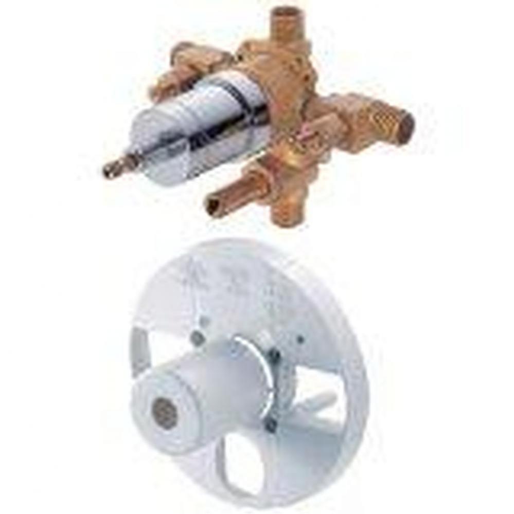 1H Tub & Shower Pressure Balance Ceramic Disc Valve w/ Diverter & Stops 1/2''