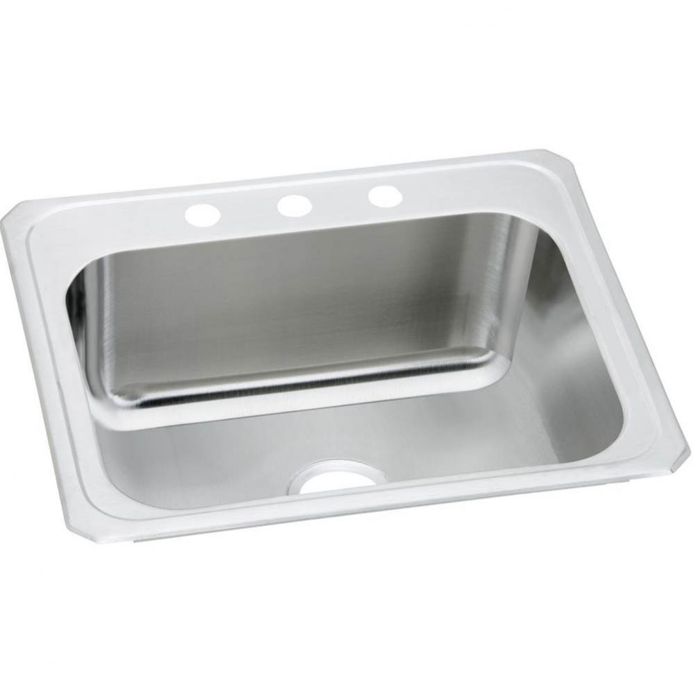 Pursuit Stainless Steel 25'' x 22'' x 10-1/4'', 2-Hole Single Bowl D