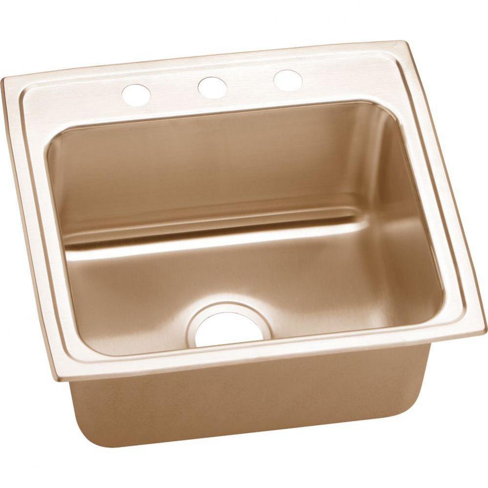 CuVerro Antimicrobial Copper 22'' x 19-1/2'' x 10-1/8'', Single Bowl