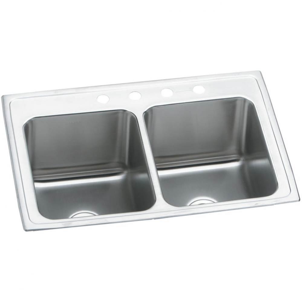 18 Gauge Stainless Steel 33'' x 22'' x 12.125'' Double Bowl Drop-in