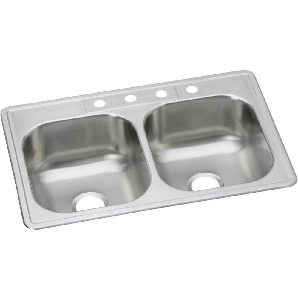 Dayton Stainless Steel 33'' x 22'' x 8-1/16'', Equal Double Bowl Dro