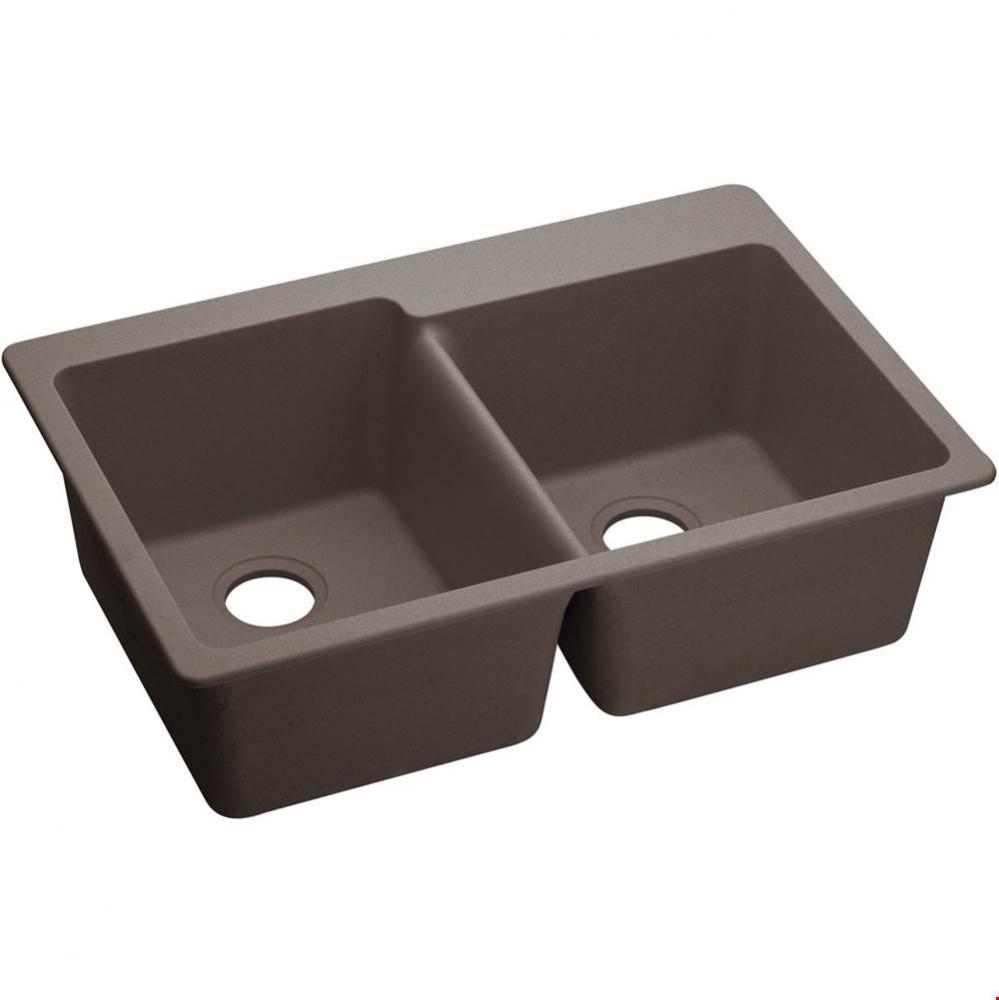 Quartz Classic 33'' x 22'' x 9-1/2'', Offset Double Bowl Drop-in Sin