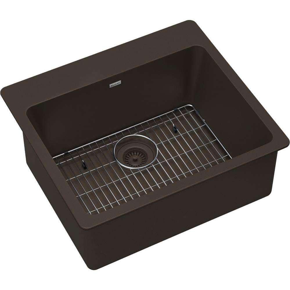 Quartz Classic 25'' x 22'' x 9-1/2'', Single Bowl Drop-in Sink Kit,