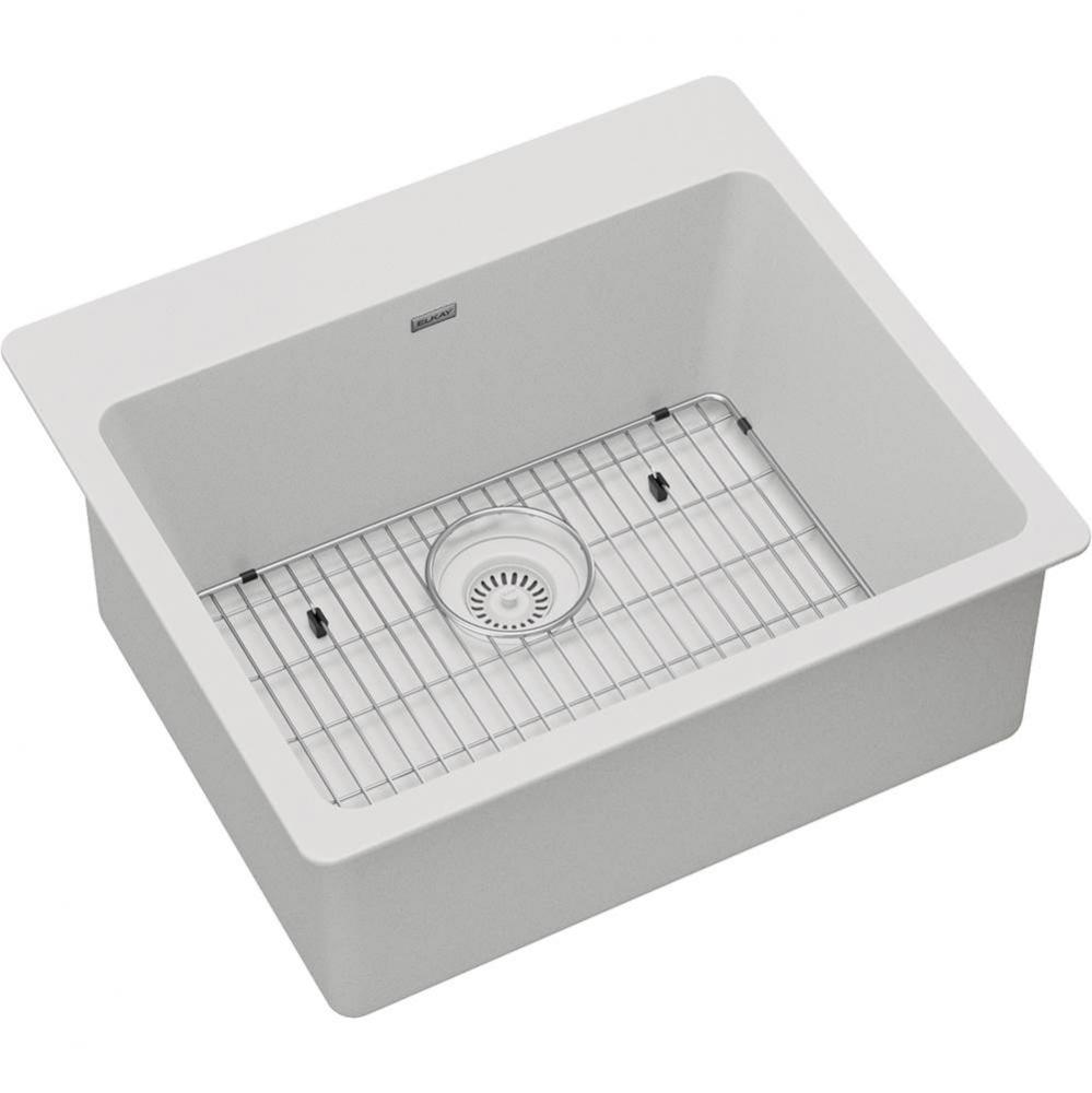 Quartz Classic 25'' x 22'' x 9-1/2'', Single Bowl Drop-in Sink Kit,