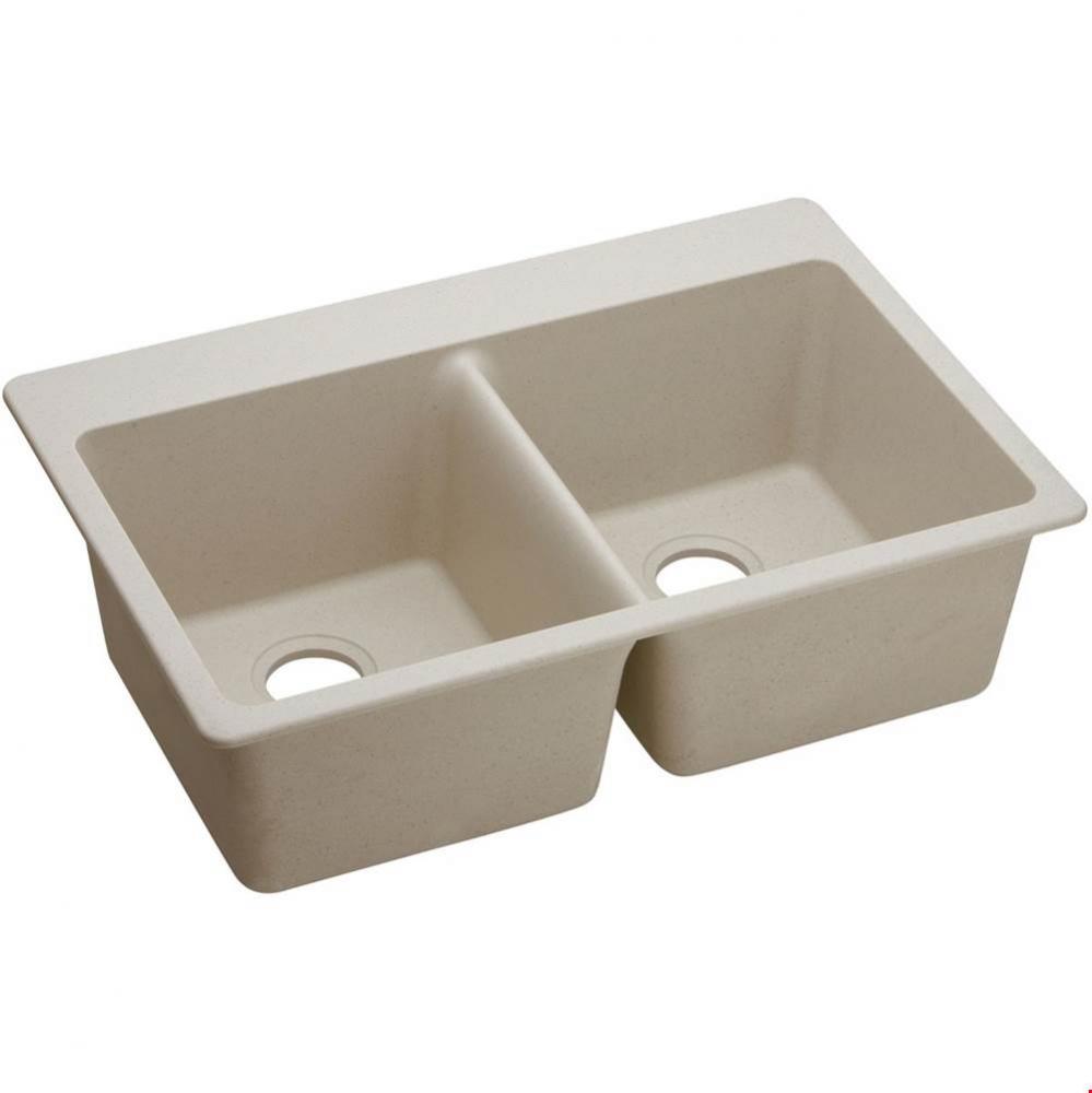 Quartz Classic 33'' x 22'' x 9-1/2'', Equal Double Bowl Drop-in Sink