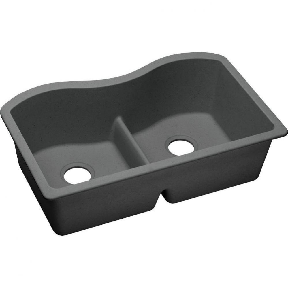 Quartz Classic 33'' x 20'' x 9-1/2'', Equal Double Bowl Undermount S