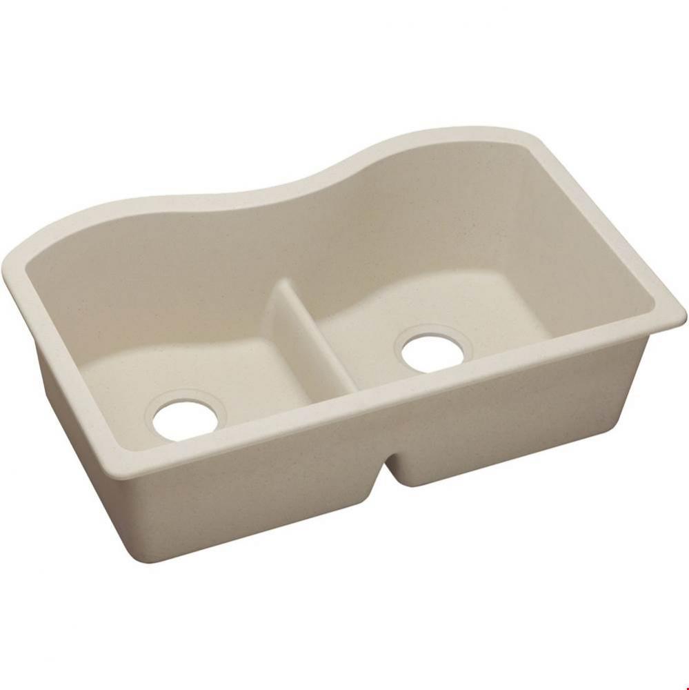 Quartz Classic 33'' x 20'' x 9-1/2'', Equal Double Bowl Undermount S