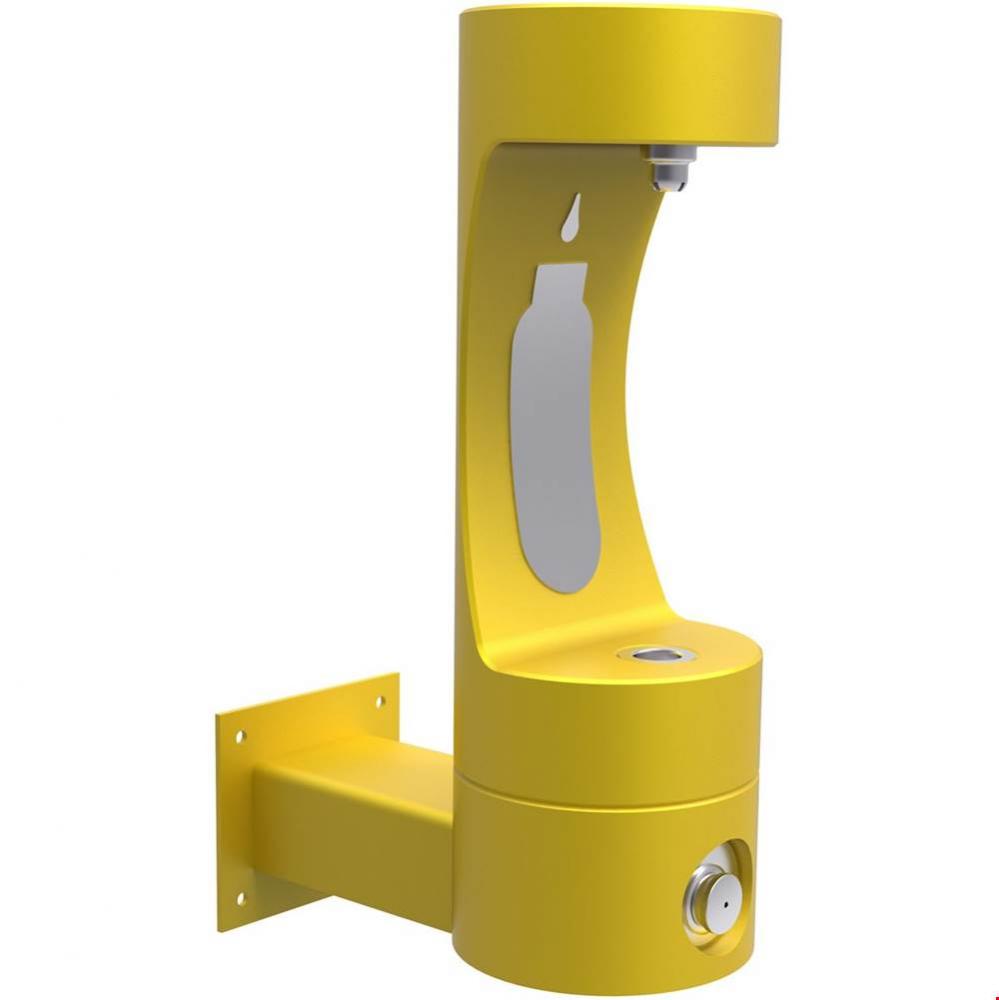 Outdoor ezH2O Single Arm Bottle Filling Station Wall Mount, Non-Filtered Non-Refrigerated Yellow