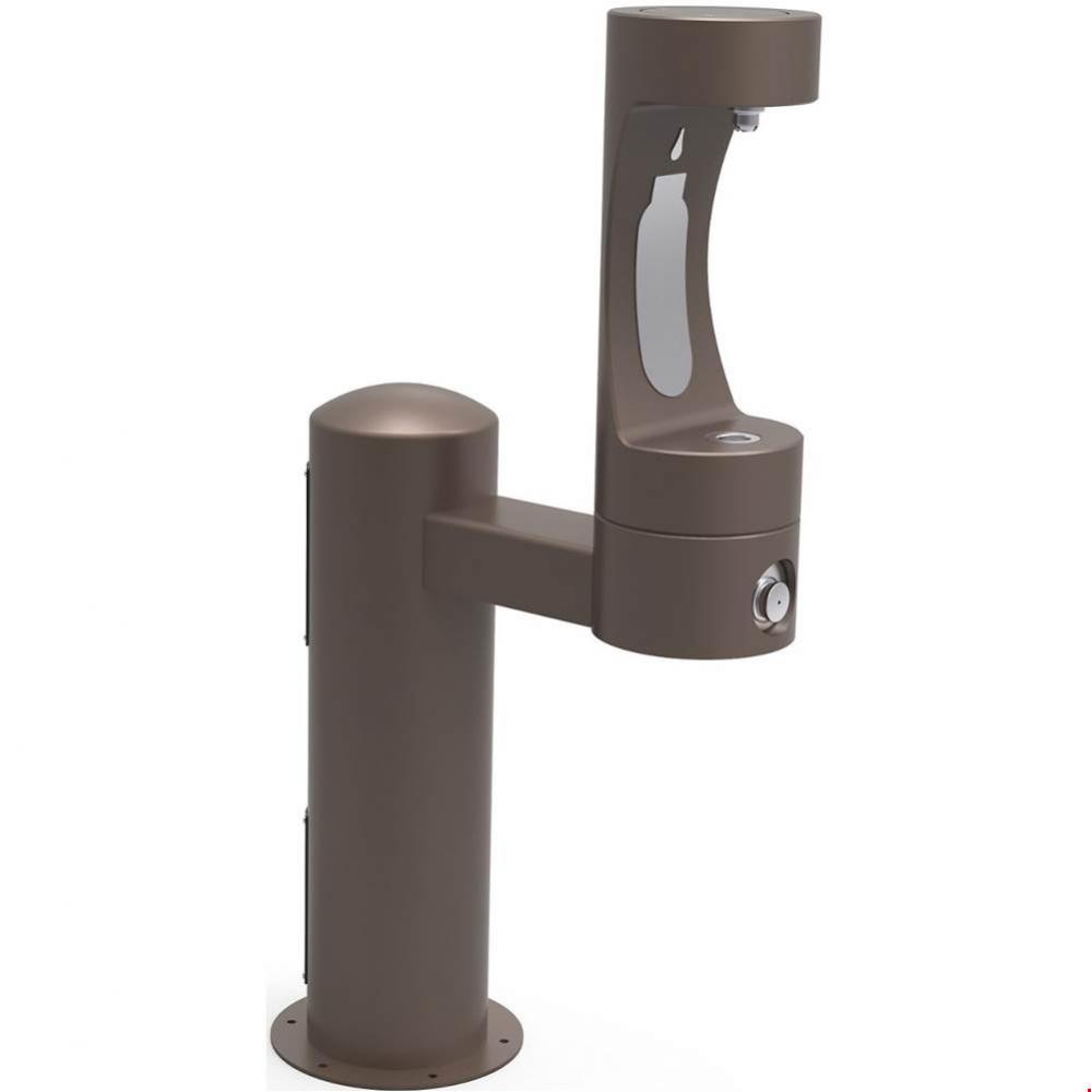 Outdoor ezH2O Bottle Filling Station Single Pedestal, Non-Filtered Non-Refrigerated Brown