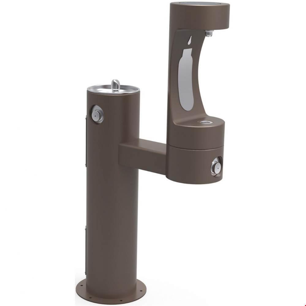 Outdoor ezH2O Lower Bottle Filling Station Bi-Level Pedestal, Non-Filtered Non-Refrigerated Brown