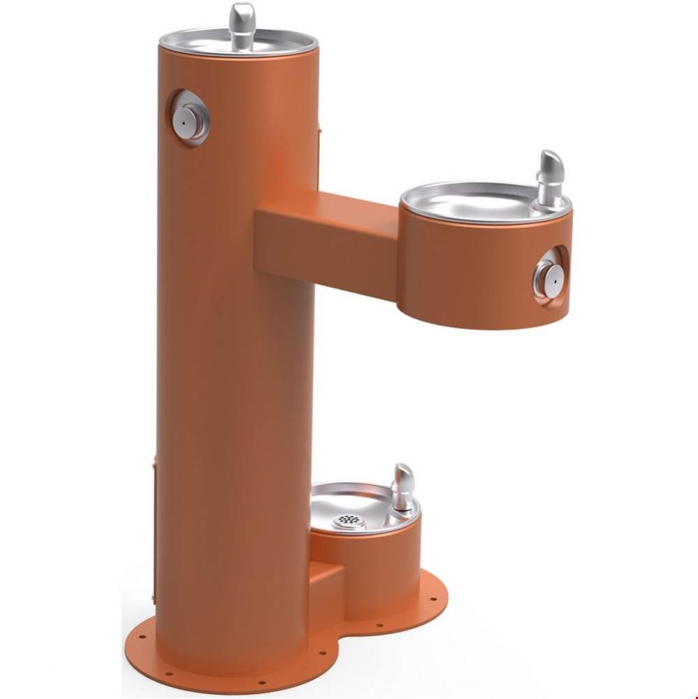 Outdoor Fountain Bi-Level Pedestal with Pet Station, Non-Filtered Non-Refrigerated Terracotta