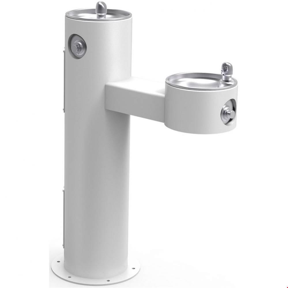 Outdoor Fountain Bi-Level Pedestal Non-Filtered, Non-Refrigerated Freeze Resistant White