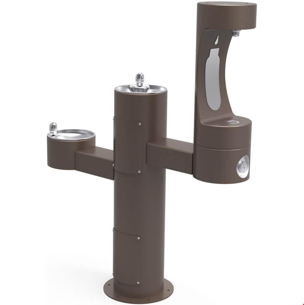 Outdoor ezH2O Middle Bottle Filling Station Tri-Level Pedestal, Non-Filtered Non-Refrigerated FR B