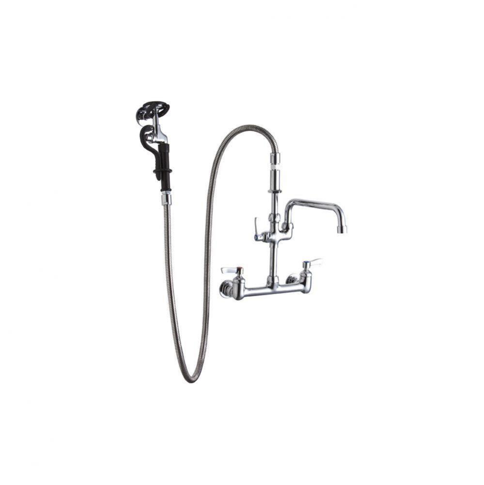 8'' Centerset Wall Mount Faucet 60in Flexible Hose with 1.2 GPM Spray Head Plus 8in Arc